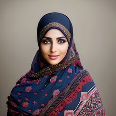 portrait of beautiful muslim woman wearing hijab  created with generative AI Technology