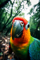 Jungle Pet: Highly Defined Selfie of Cute Parrot in Natural Habitat