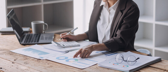 Intelligence analysis concept, group of business people brainstorm discussing current finance and...