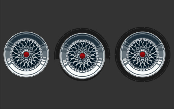 wheels gold silver, Car Wheel 3D illustration, Car wheel, set. Realistic design. Vector illustration