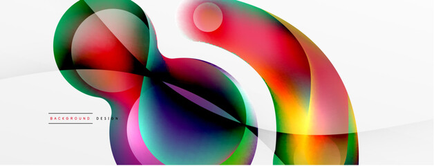 Fototapeta premium Fluid abstract background, round shapes and circle flowing design for wallpaper, banner, background or landing