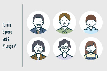 爆笑している3世代の家族の6点セットno.2