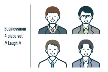 爆笑しているビジネスマンの4点セットno.1
