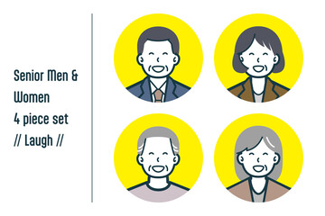爆笑しているシニア男女の4点セットno.1