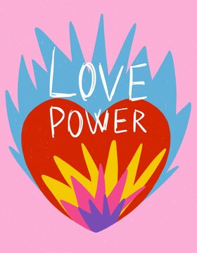 Heart in flames for wild love concept illustration