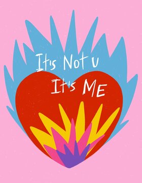 Heart in flames for wild love concept illustration