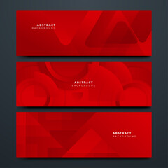 Abstract red geometric banner design background