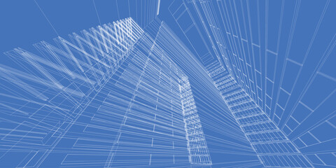 Abstract 3D Architectural background, Architectural blueprint