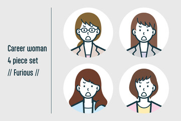 激怒しているキャリアウーマンの4点セットno.1