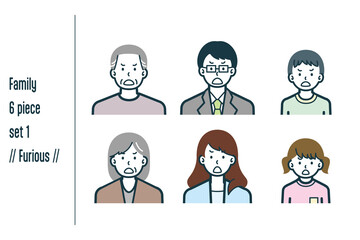 激怒している3世代の家族の6点セットno.1