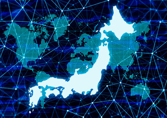 日本地図とネットワークの背景