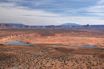 Lake Powell Landscape during a severe drought, beautiful rock formation at in the Glen Canyon...