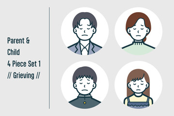 悲しんでいる親子の4点セットno.1