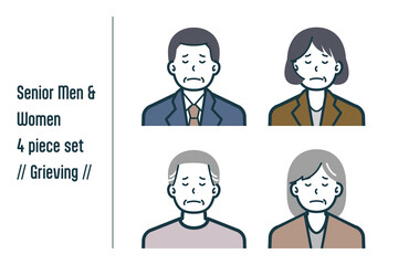 悲しんでいるシニア男女の4点セットno.1