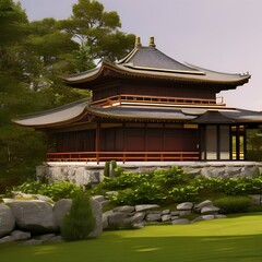Obraz premium Pagoda home151, Generative AI