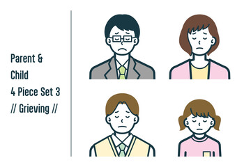 悲しんでいる親子の4点セットno.3