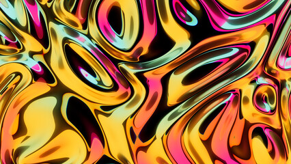 Abstract 3D render of colorful, reflecting waves
