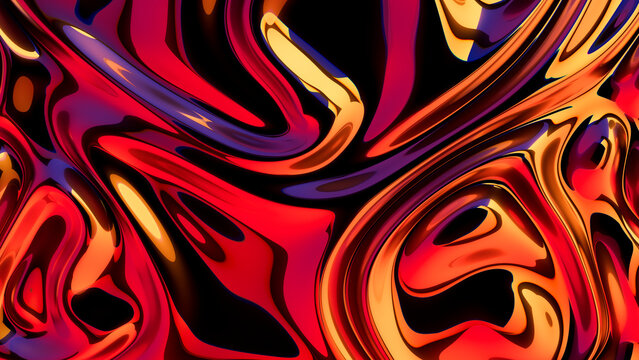Abstract 3D render of colorful, reflecting waves