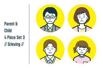 悲しんでいる親子の4点セットno.3