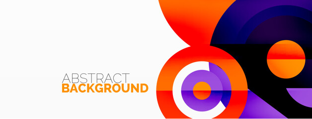 Fototapeta premium Abstract round shapes background. Minimalist decoration. Geometric background with circles and rings