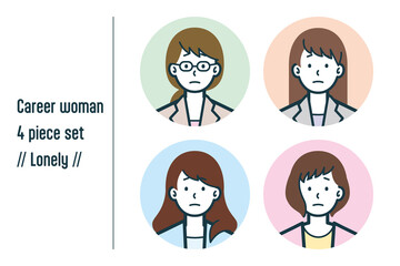 寂しそうなキャリアウーマンの4点セットno.1