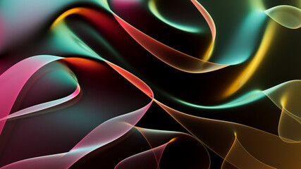 Dark moody 3D render of swirling abstract shapes