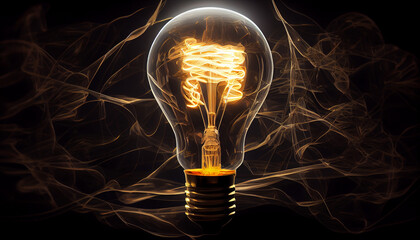 Glowing electric light igniting filament, inspiring creativity generated by AI