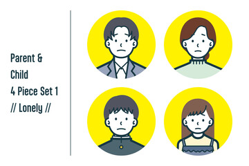 寂しそうな親子の4点セットno.1