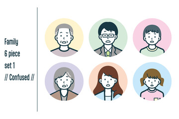 困惑している3世代の家族の6点セットno.1