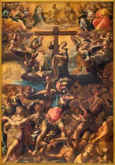 Badezimmer Foto Rückwand GENOVA, ITALY - MARCH 7, 2023: The painting of Last Jugment in the church Basilica di Santa Maria Assunta by Aurelio Lomi (1556 – 1622). © Renáta Sedmáková