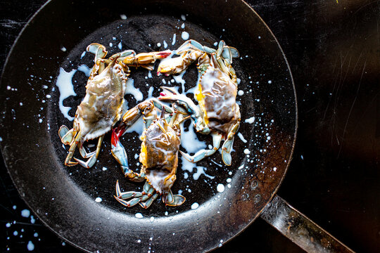 Buttermilk marinated soft shell crabs