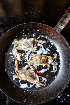 Buttermilk marinated soft shell crabs