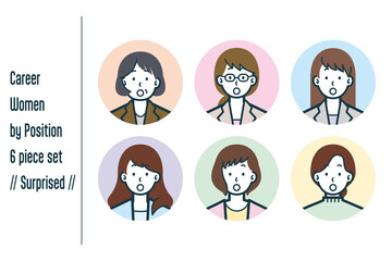 びっくりしている役職ごとのキャリアウーマンの6点セットno.1