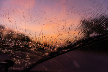 Close Up Of A Car Windshield Wiper