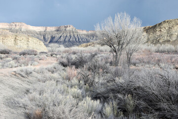 Drive Through Scenic Byway 12 in Utah, USA Through Canyons, National Parks and Monuments, amazing landscape with cloudy sky in the afternoon
