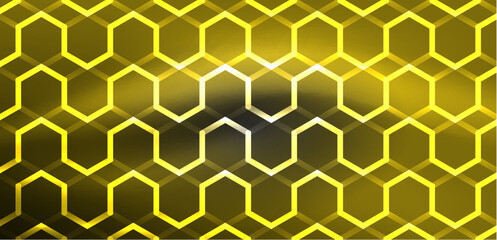 Abstract background techno neon hexagons. Hi-tech vector illustration for wallpaper, banner, background, landing page, wall art, invitation, prints, posters