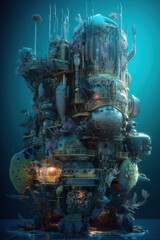 Naklejka na ściany i meble Fantasy Mega Structure, Sea, AI