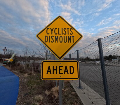 Cyclist Dismount Bicycle Sign