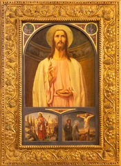 Küchenrückwand glas motiv GENOVA, ITALY - MARCH 7, 2023: The painting of Eucharistic Christ in the church Chiesa di San Sisto by autor with the initials V.B. (1926). © Renáta Sedmáková
