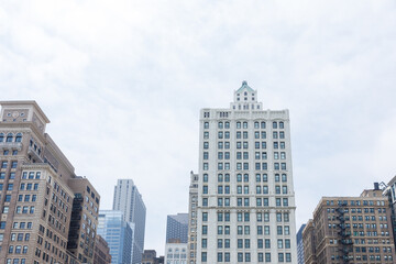 Apartment buildings in the city on a cloudy day