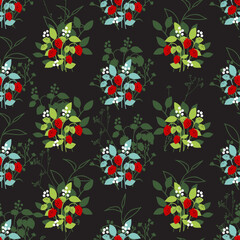 Fresh Strawberry Fruit Farm Vector Graphic Seamless Pattern