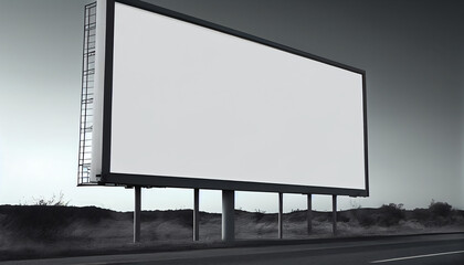 Empty billboard exhibiting large modern business advertisement generated by AI