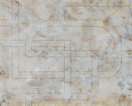 A low chroma, low contrast modernist abstract painting.