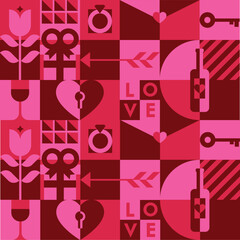 illustration vector graphic ov vaset of valentine elements with minimalist concept