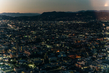 night view of los angeles from a skyscraper in downtown