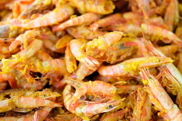 Delicious deep fried breaded shrimps. Fried prawns