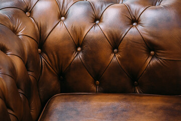 Brown leather sofa