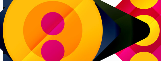 Obraz premium Triangles and circles abstract background for wallpaper, banner, background, card, book Illustration, landing page