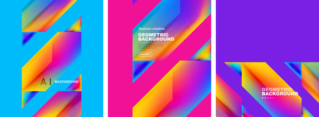 Set of abstract backgrounds. Overlapping geometric elements composition. Vector Illustration For Wallpaper, Banner, Background, Card, Book Illustration, landing page