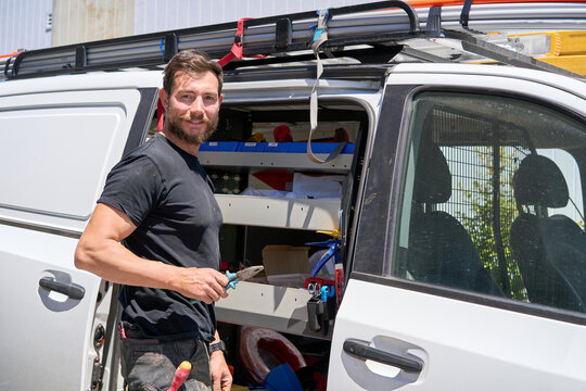 Small business Electrician with work van